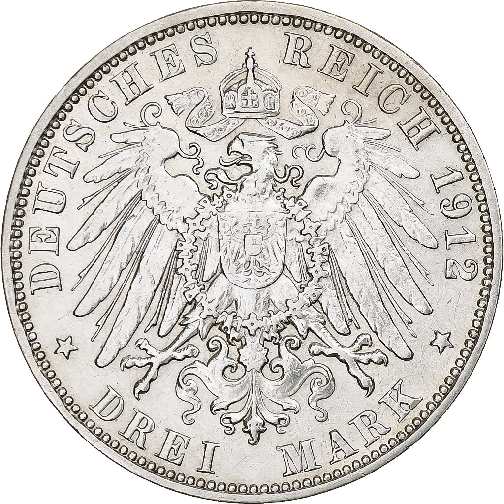 Niemcy, City of Hamburg, 3 Mark, 1912, Hamburg, Srebro, AU(50-53), KM:620