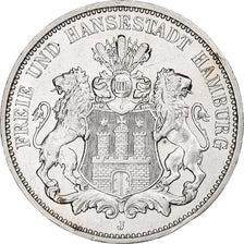 Duitsland, City of Hamburg, 3 Mark, 1912, Hamburg, Zilver, ZF+, KM:620