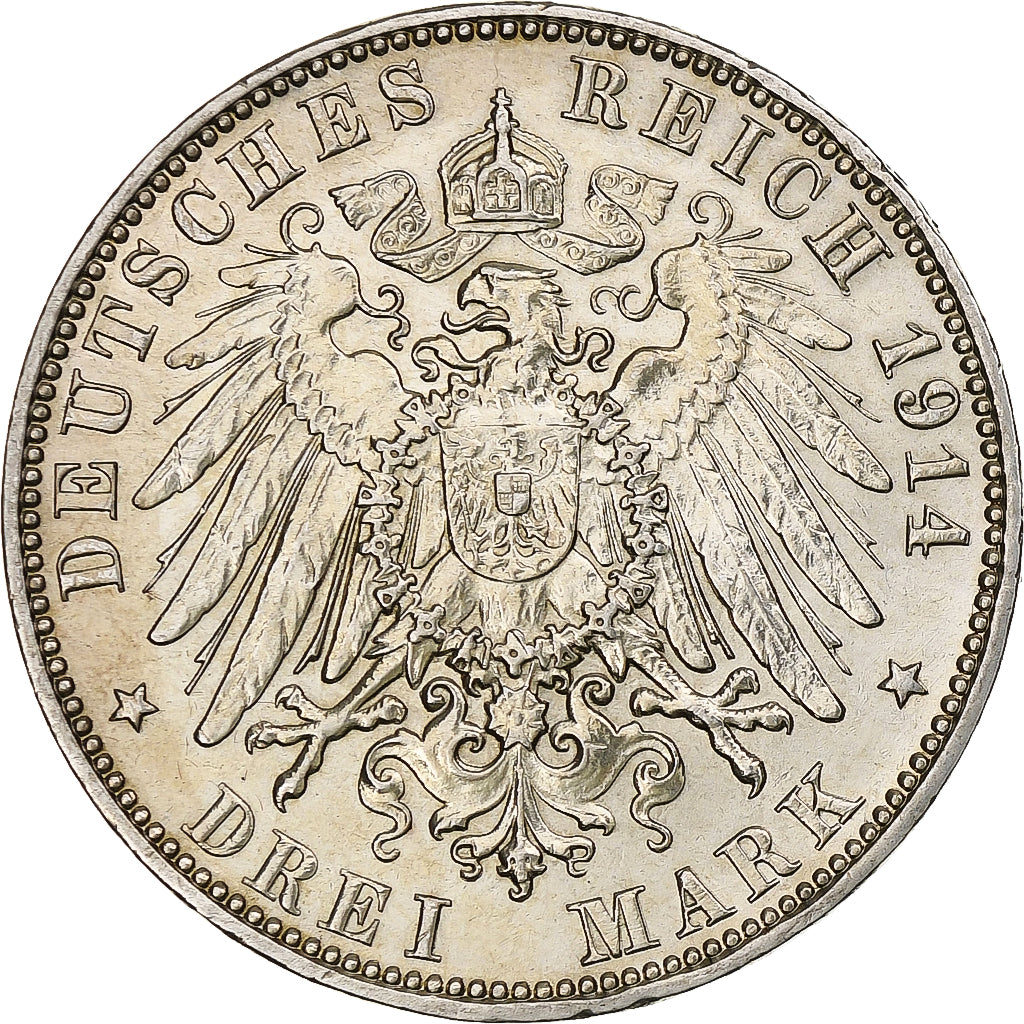 Allemagne, City of Hamburg, 3 Mark, 1914, Hamburg, Argent, TTB+, KM:620