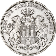 Alemanha, City of Hamburg, 3 Mark, 1914, Hamburg, Prata, AU(50-53), KM:620