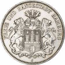 Germania, City of Hamburg, 3 Mark, 1914, Hamburg, Argento, BB+, KM:620