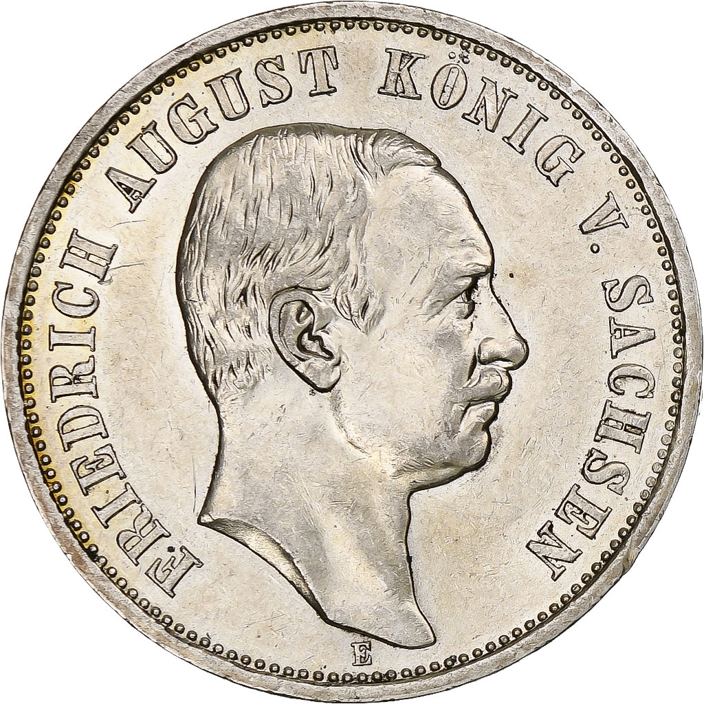 Germany, Kingdom of Saxony, Friedrich August III, 3 Mark, 1909, Muldenhütten