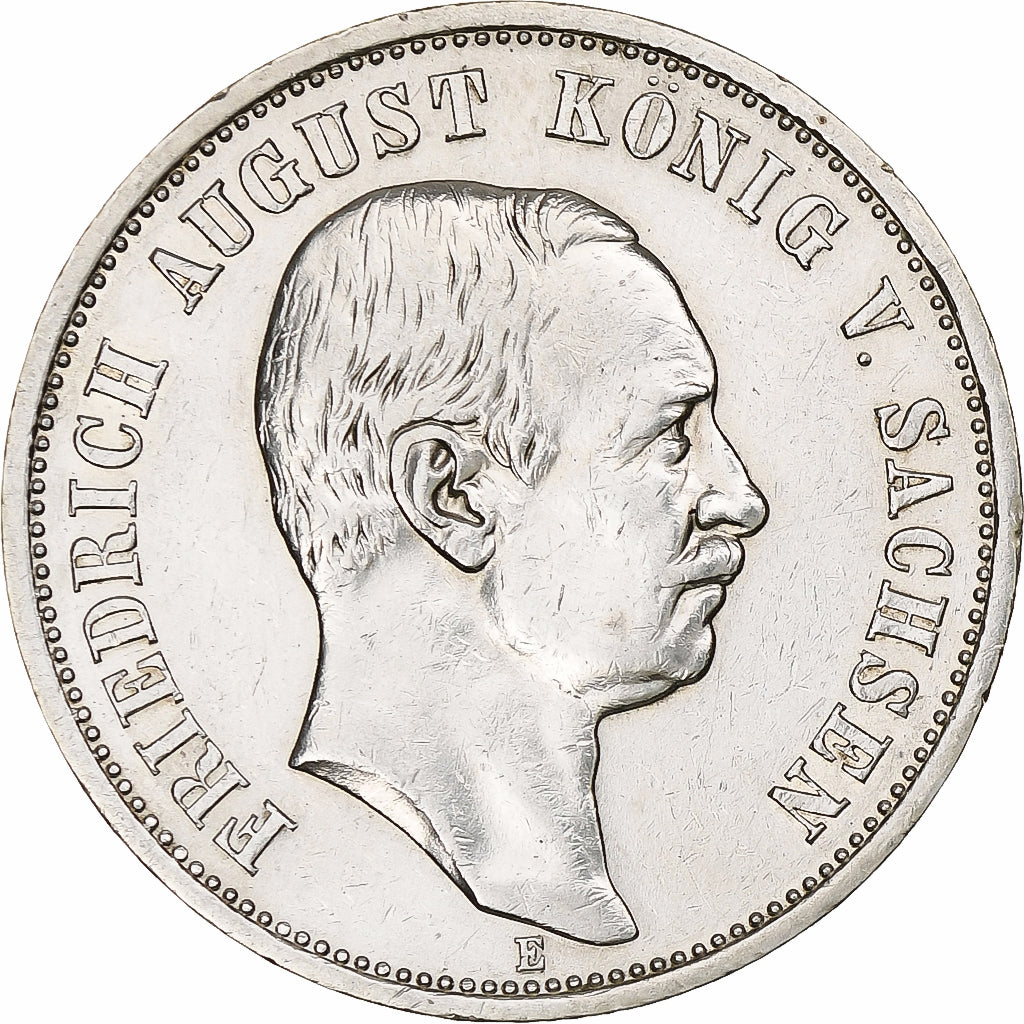 Germany, Kingdom of Saxony, Friedrich August III, 3 Mark, 1909, Muldenhütten