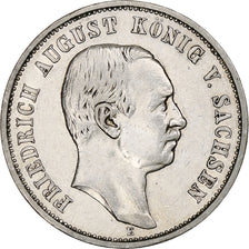 Germania, Kingdom of Saxony, Friedrich August III, 3 Mark, 1909, Muldenhütten