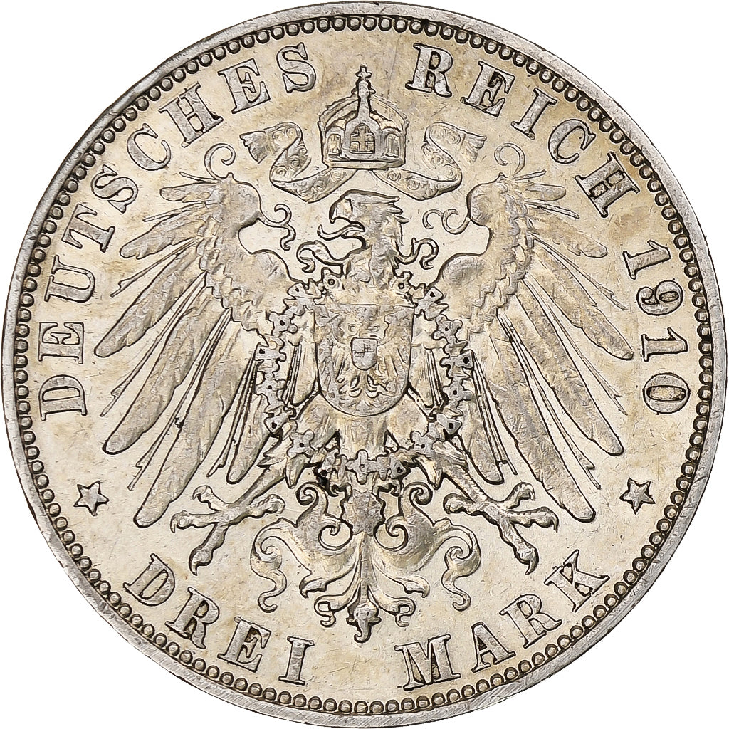 Germany, Kingdom of Saxony, Friedrich August III, 3 Mark, 1910, Muldenhütten