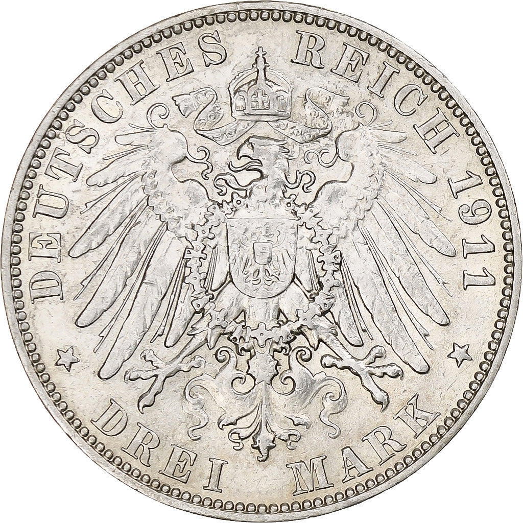 Deutschland, Kingdom of Saxony, Friedrich August III, 3 Mark, 1911