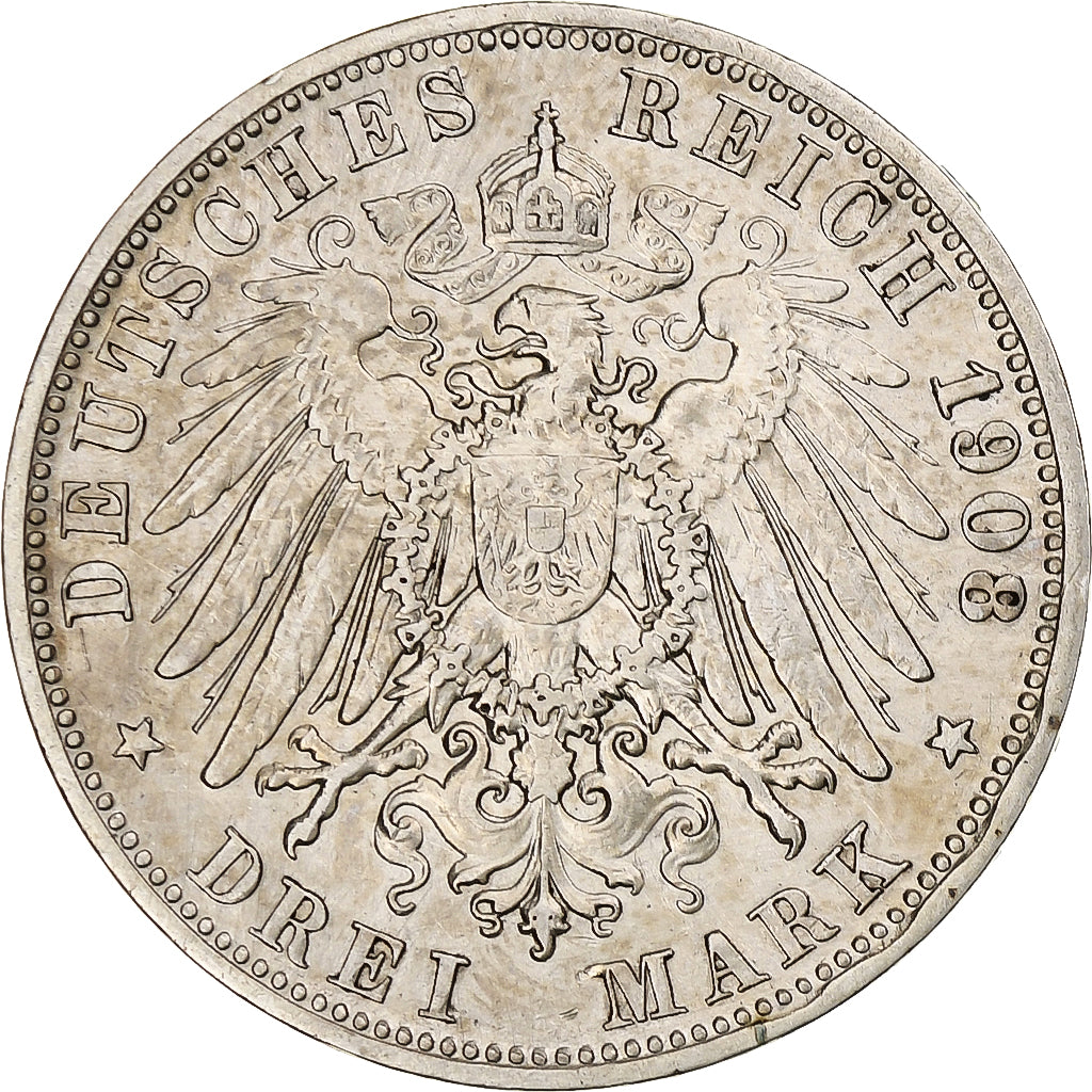 Germany, Kingdom of Bavaria, Otto, 3 Mark, 1908, Munich, Silver, EF(40-45)