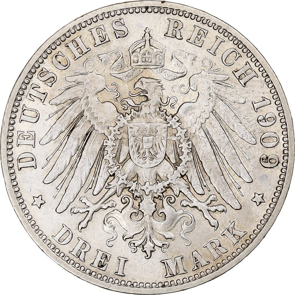Germania, Kingdom of Bavaria, Otto, 3 Mark, 1909, Munich, Argento, BB, KM:996