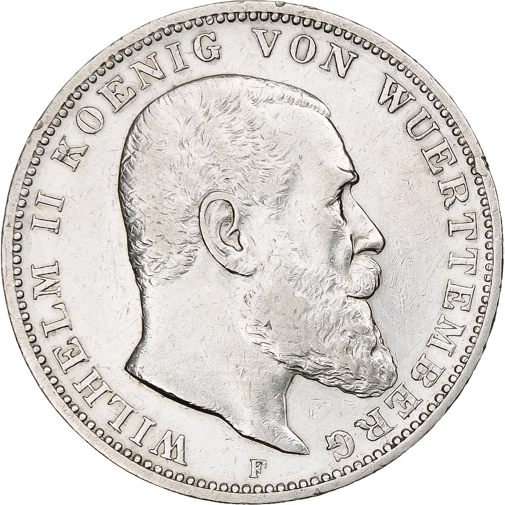 Germany, Kingdom of Württemberg, Wilhelm II, 3 Mark, 1909, Stuttgart, Silver