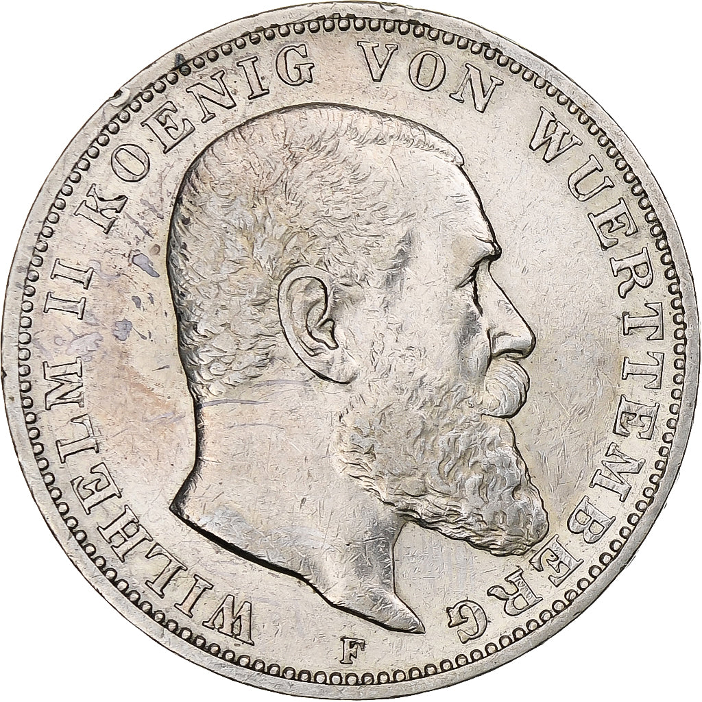 Germany, Kingdom of Württemberg, Wilhelm II, 3 Mark, 1910, Stuttgart, Silver