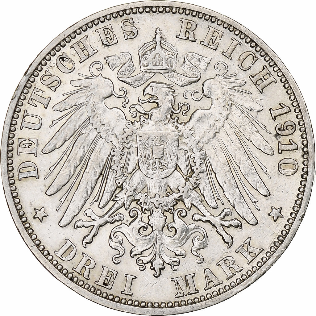 Germany, Kingdom of Württemberg, Wilhelm II, 3 Mark, 1910, Stuttgart, Silver