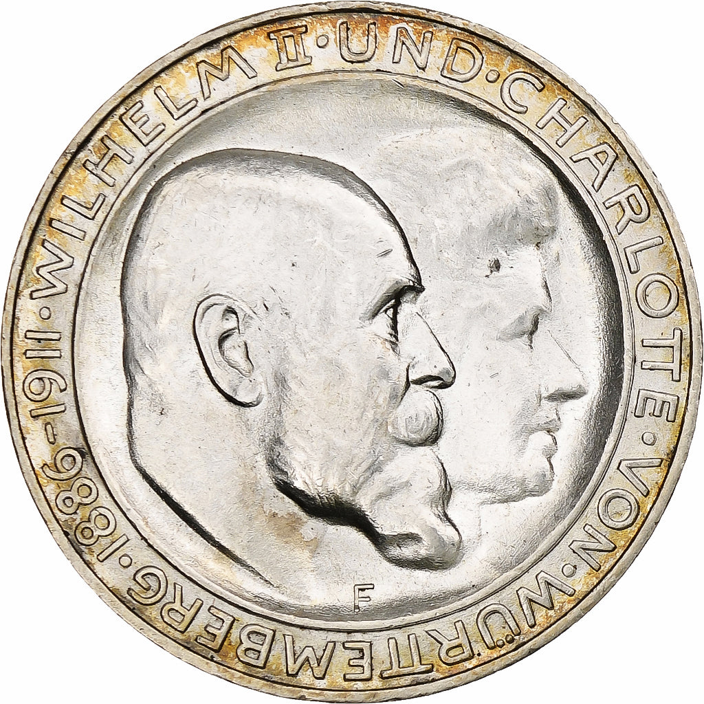 Allemagne, Royaume de Wurtemberg, Wilhelm II, 3 Mark, Mariage, 1911