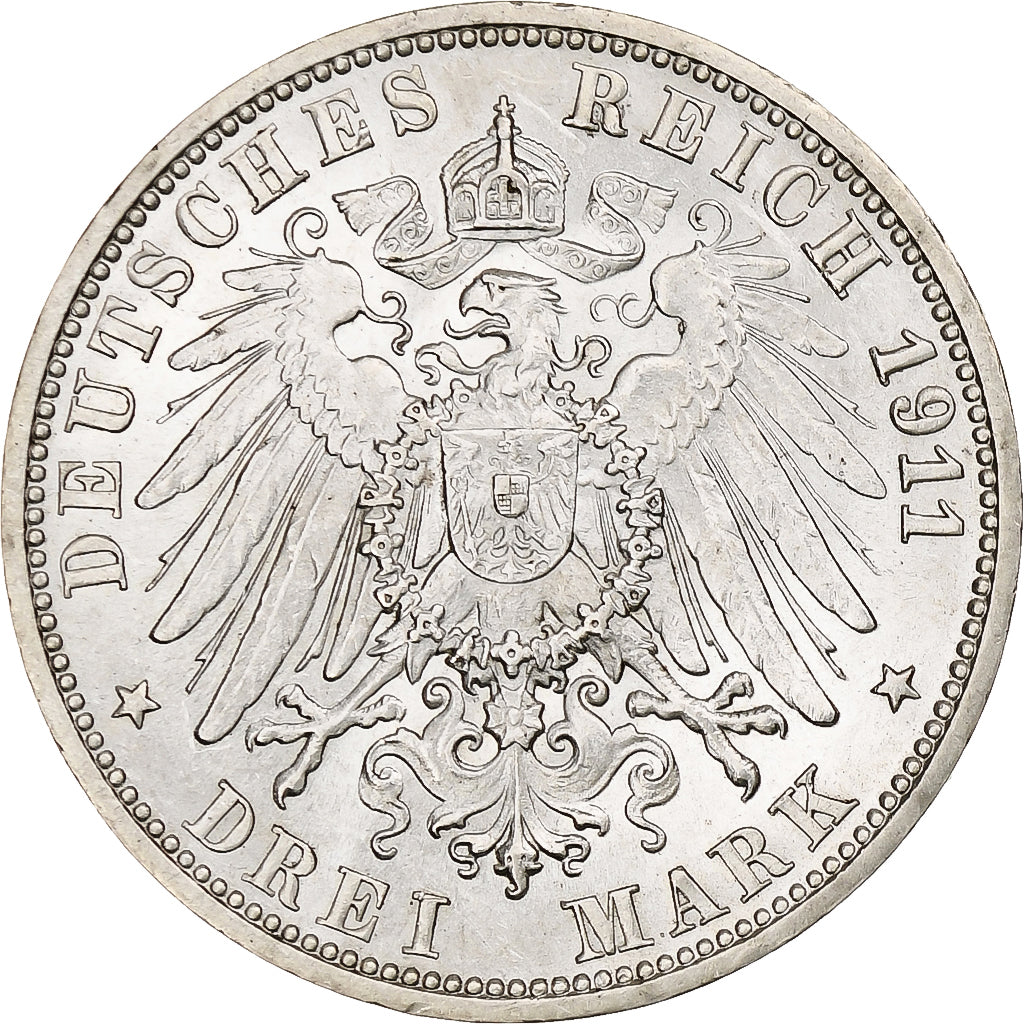 Allemagne, Royaume de Wurtemberg, Wilhelm II, 3 Mark, Mariage, 1911