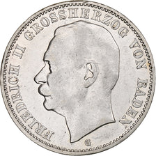 Allemagne, Grand-duché de Bade, Friedrich II, 3 Mark, 1909, Karlsruhe, Argent