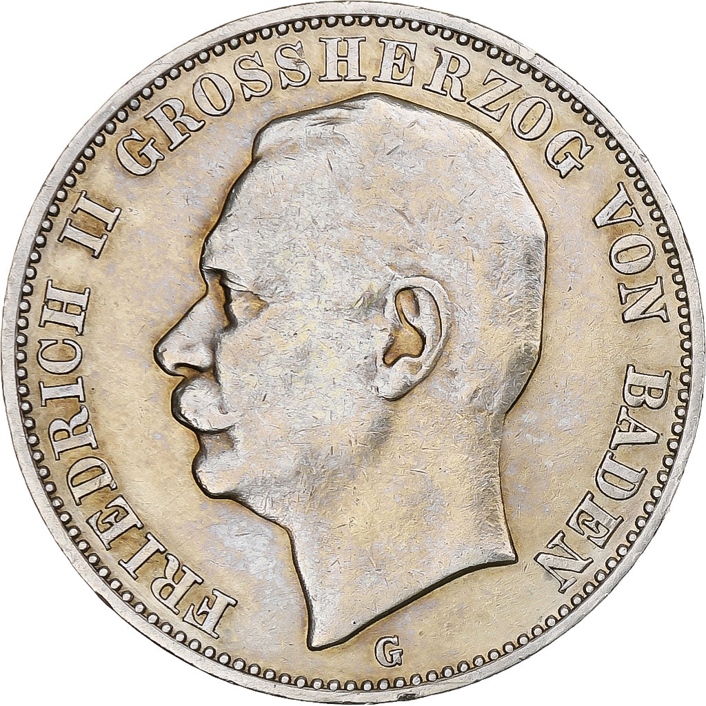 Allemagne, Grand-duché de Bade, Friedrich II, 3 Mark, 1912, Karlsruhe, Argent