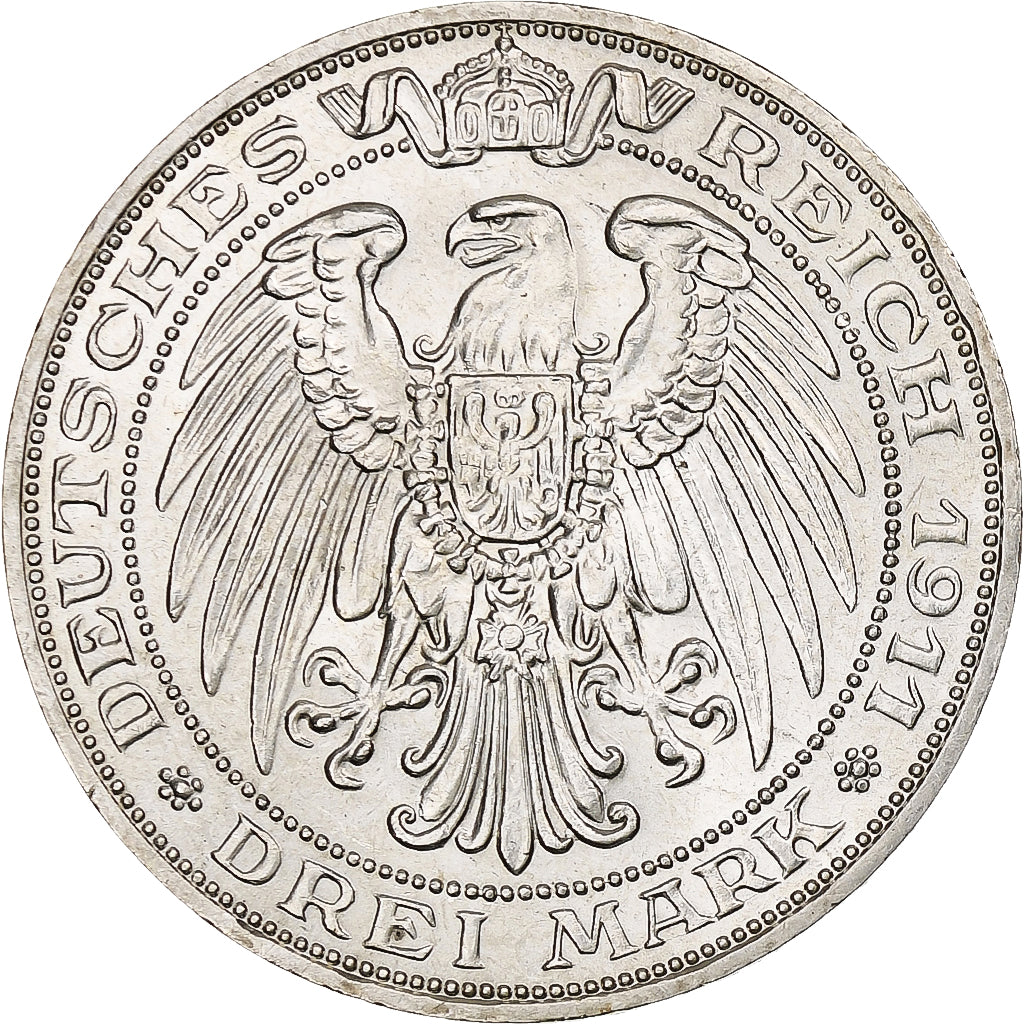 Royaume de Prusse, Wilhelm II, 3 Mark, Université de Breslau, 1911, Berlin