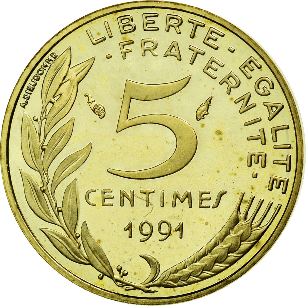 Monnaie, France, Marianne, 5 Centimes, 1991, Paris, FDC, Aluminum-Bronze