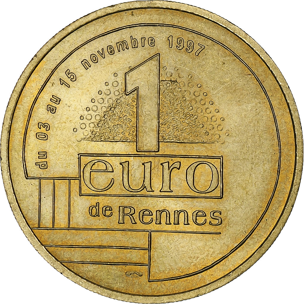 France, 1 Euro de Rennes, 1997, Brass, AU(55-58)