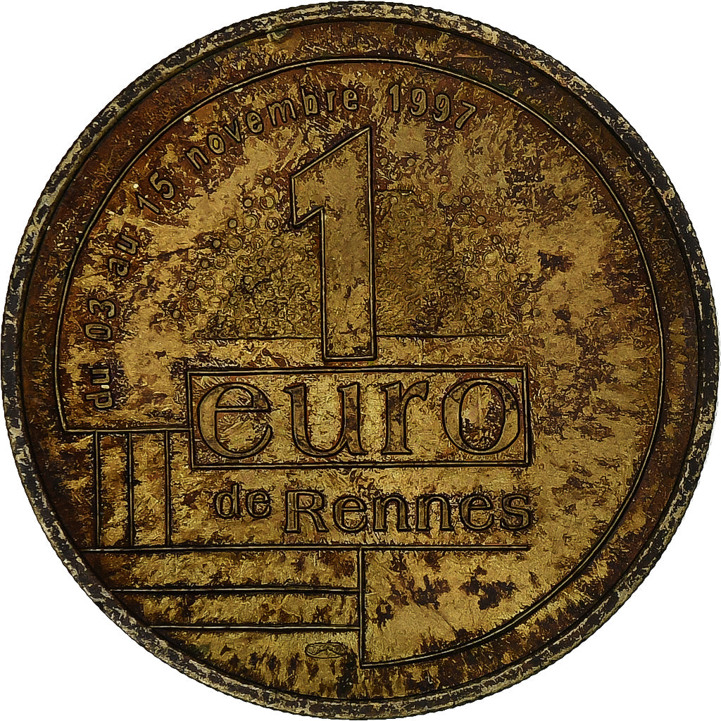 France, 1 Euro de Rennes, 1997, Brass, VF(30-35)