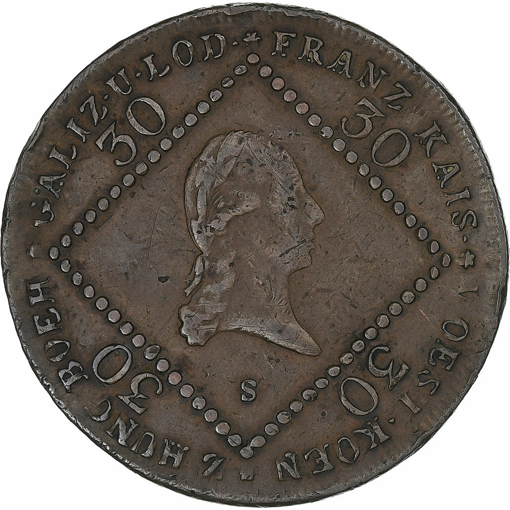 Austria, Franz I, 30 Kreuzer, 1807, Smolník, Copper, EF(40-45), KM:2149