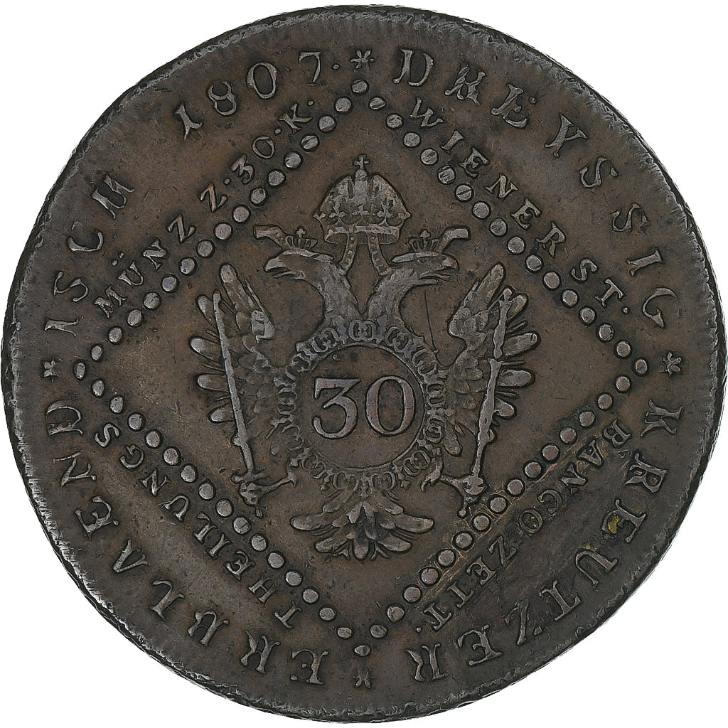 Austria, Franz I, 30 Kreuzer, 1807, Smolník, Copper, EF(40-45), KM:2149