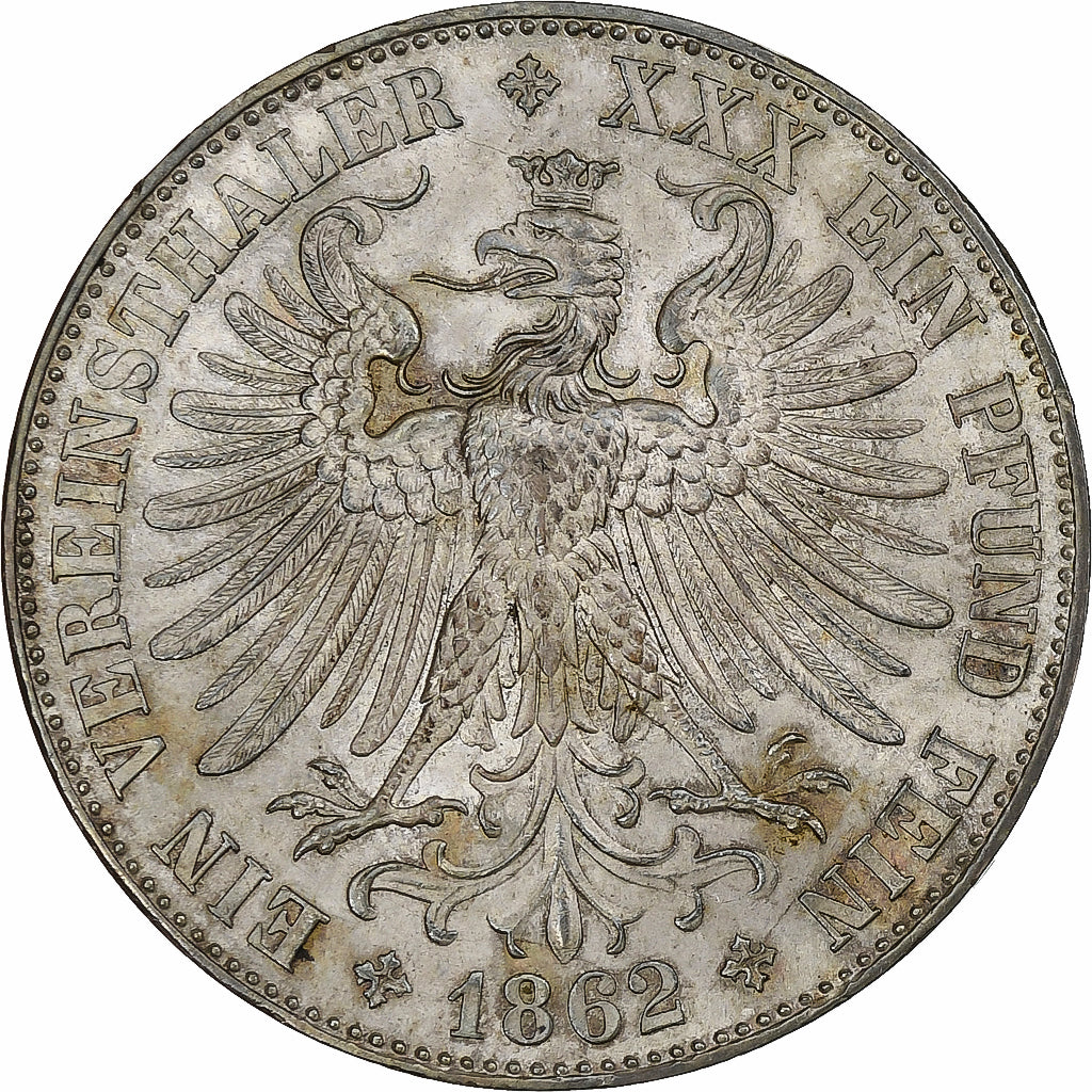 Germany, Vereinstaler, 1862, Frankfurt, Silver, AU(55-58), KM:370