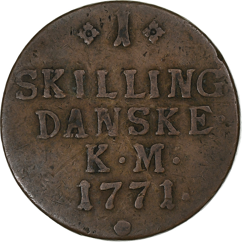 Denmark, Christian VII, Skilling, 1771, Copenhagen, Copper, VF(30-35), KM:616.1