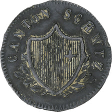Switzerland, Canton de Schwyz, 2 Rappen, 1846, Billon, VF(30-35), KM:62
