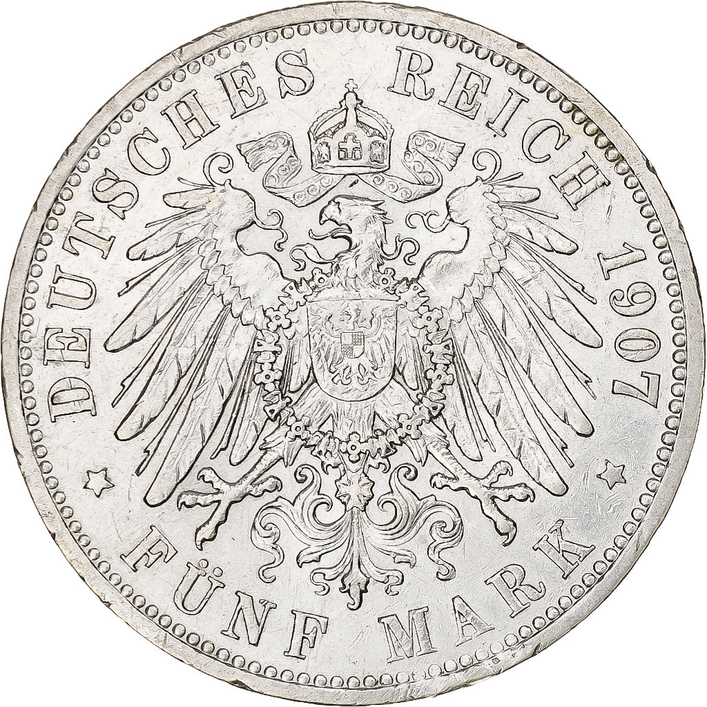 Kingdom of Prussia, Wilhelm II, 5 Mark, 1907, Berlin, Silver, EF(40-45), KM:523