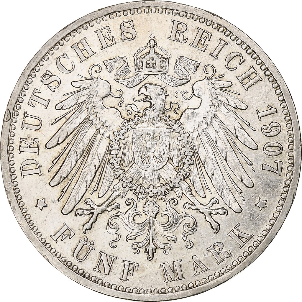 Kingdom of Prussia, Wilhelm II, 5 Mark, 1907, Berlin, Silver, EF(40-45), KM:523