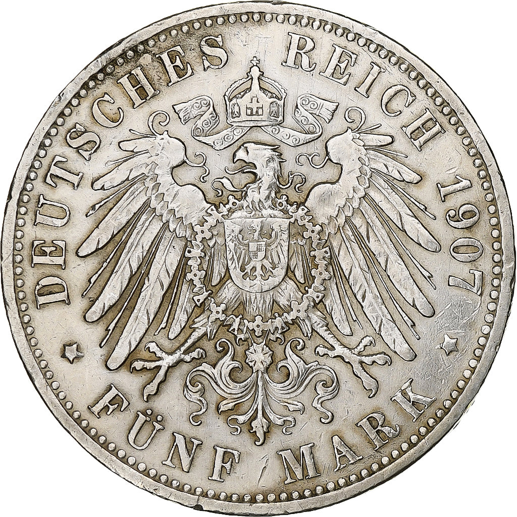 Kingdom of Prussia, Wilhelm II, 5 Mark, 1907, Berlin, Silver, EF(40-45), KM:523