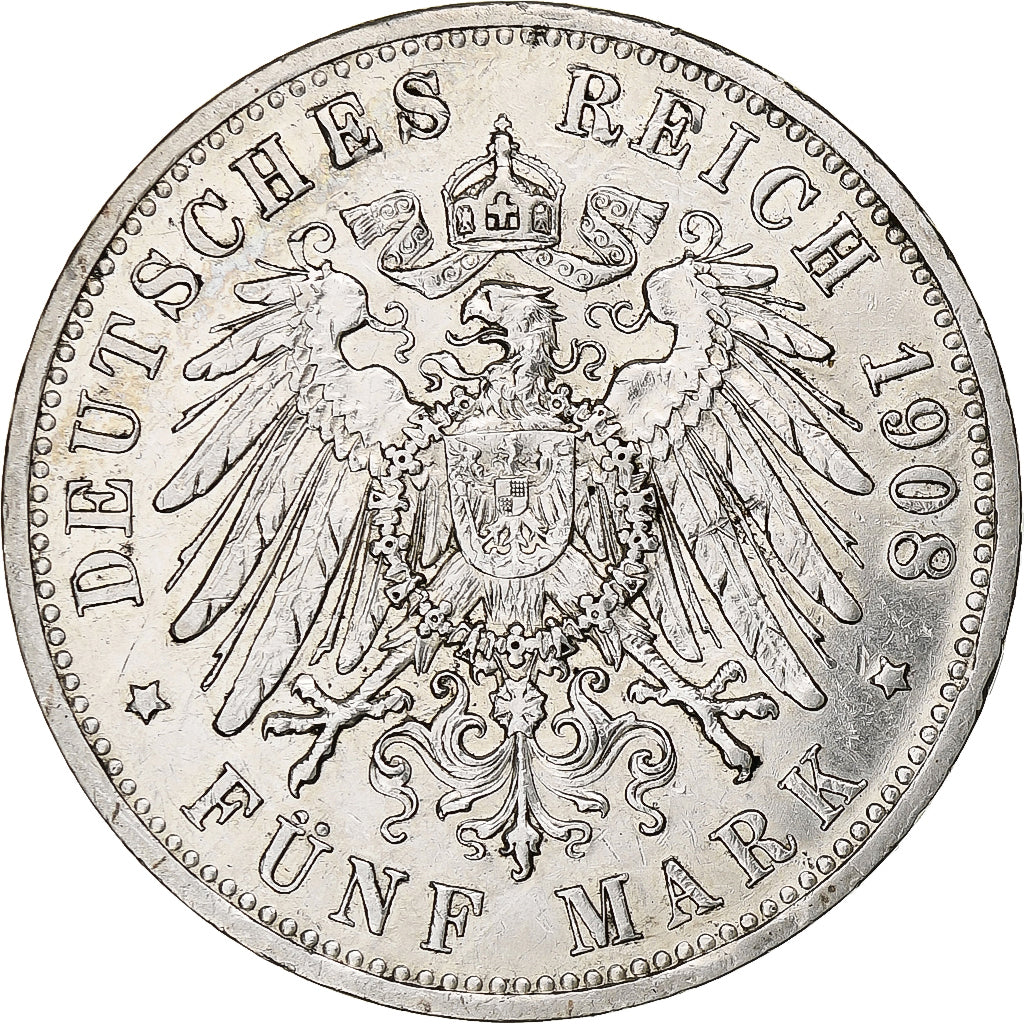 Kingdom of Prussia, Wilhelm II, 5 Mark, 1908, Berlin, Silver, EF(40-45), KM:523