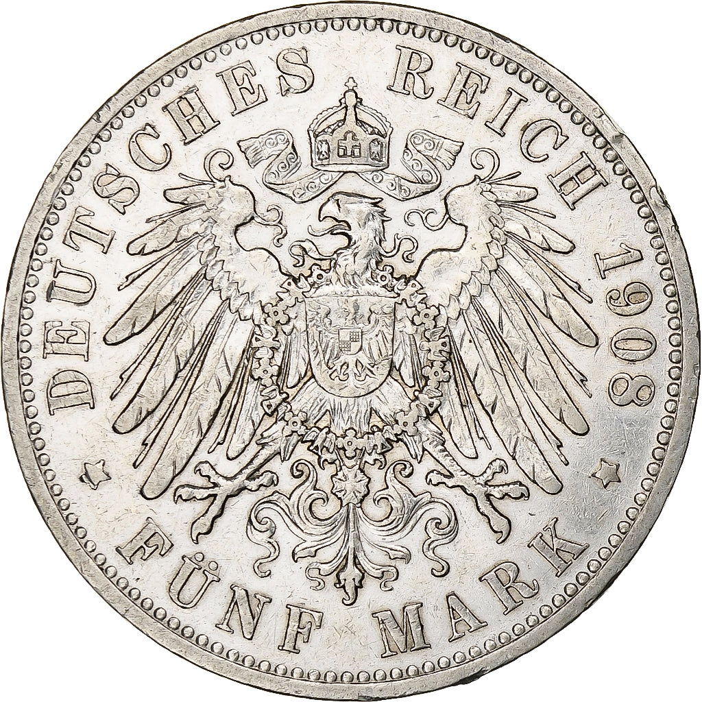 Kingdom of Prussia, Wilhelm II, 5 Mark, 1908, Berlin, Silver, EF(40-45), KM:523