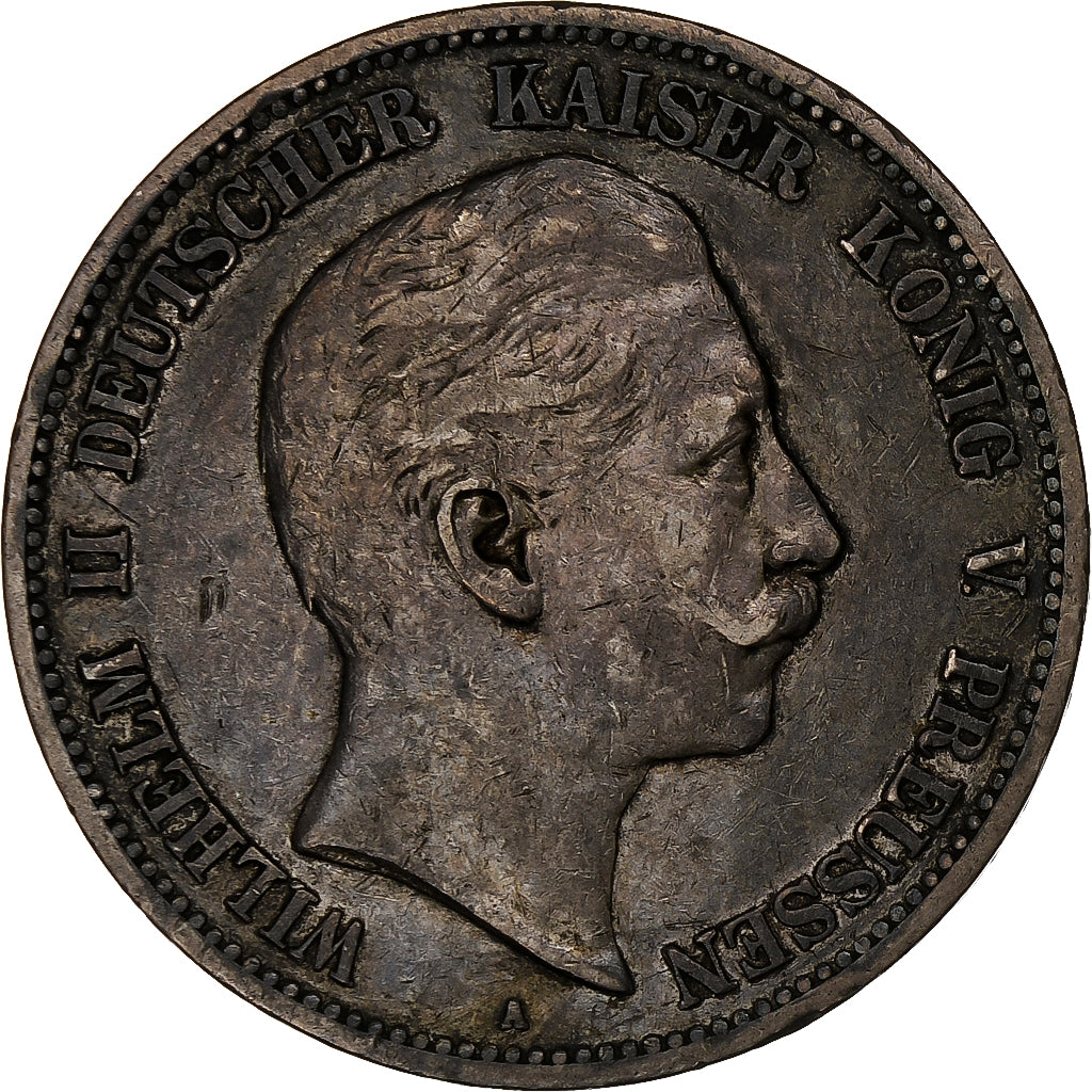 Kingdom of Prussia, Wilhelm II, 5 Mark, 1908, Berlin, Argento, BB, KM:523