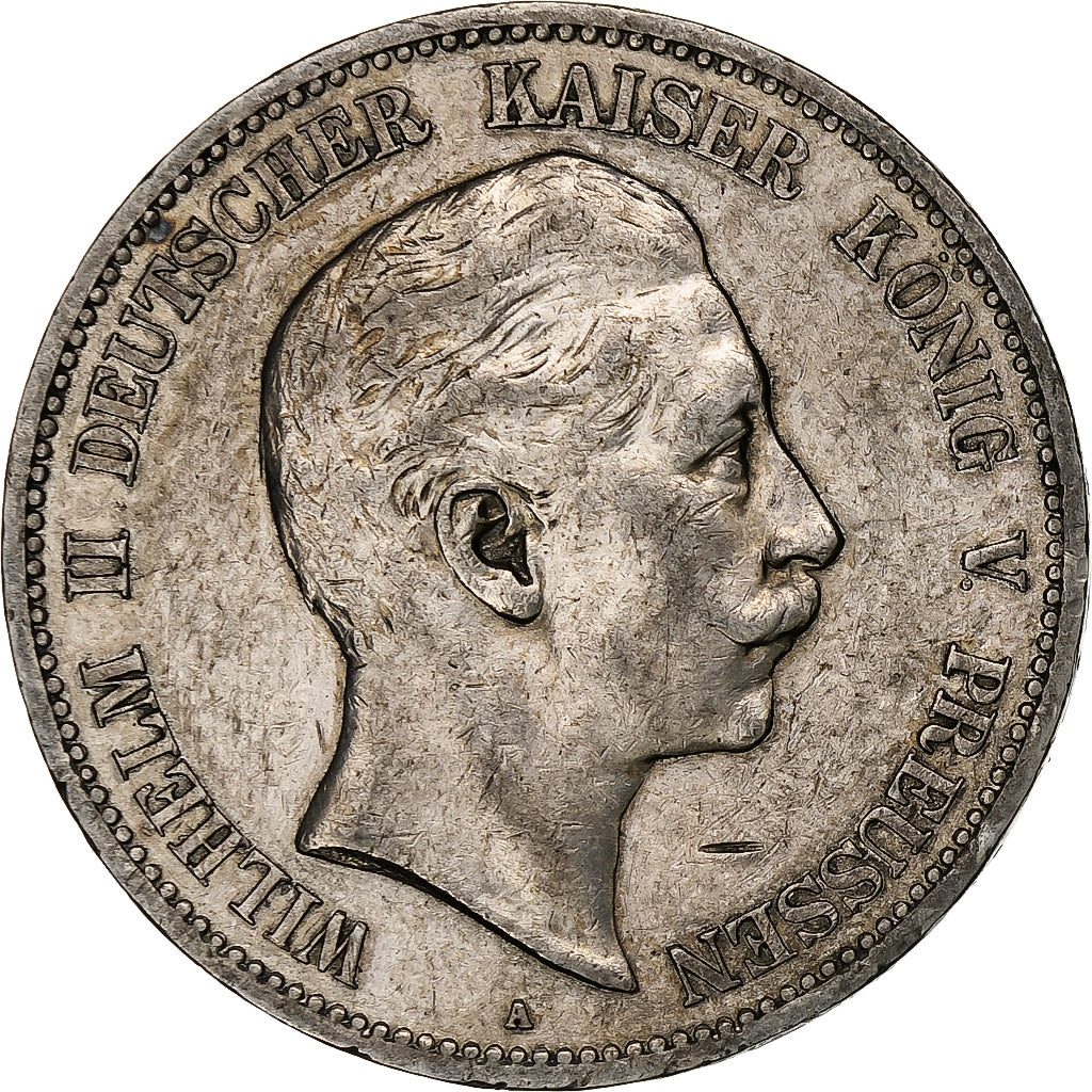 Kingdom of Prussia, Wilhelm II, 5 Mark, 1908, Berlin, Argento, BB, KM:523