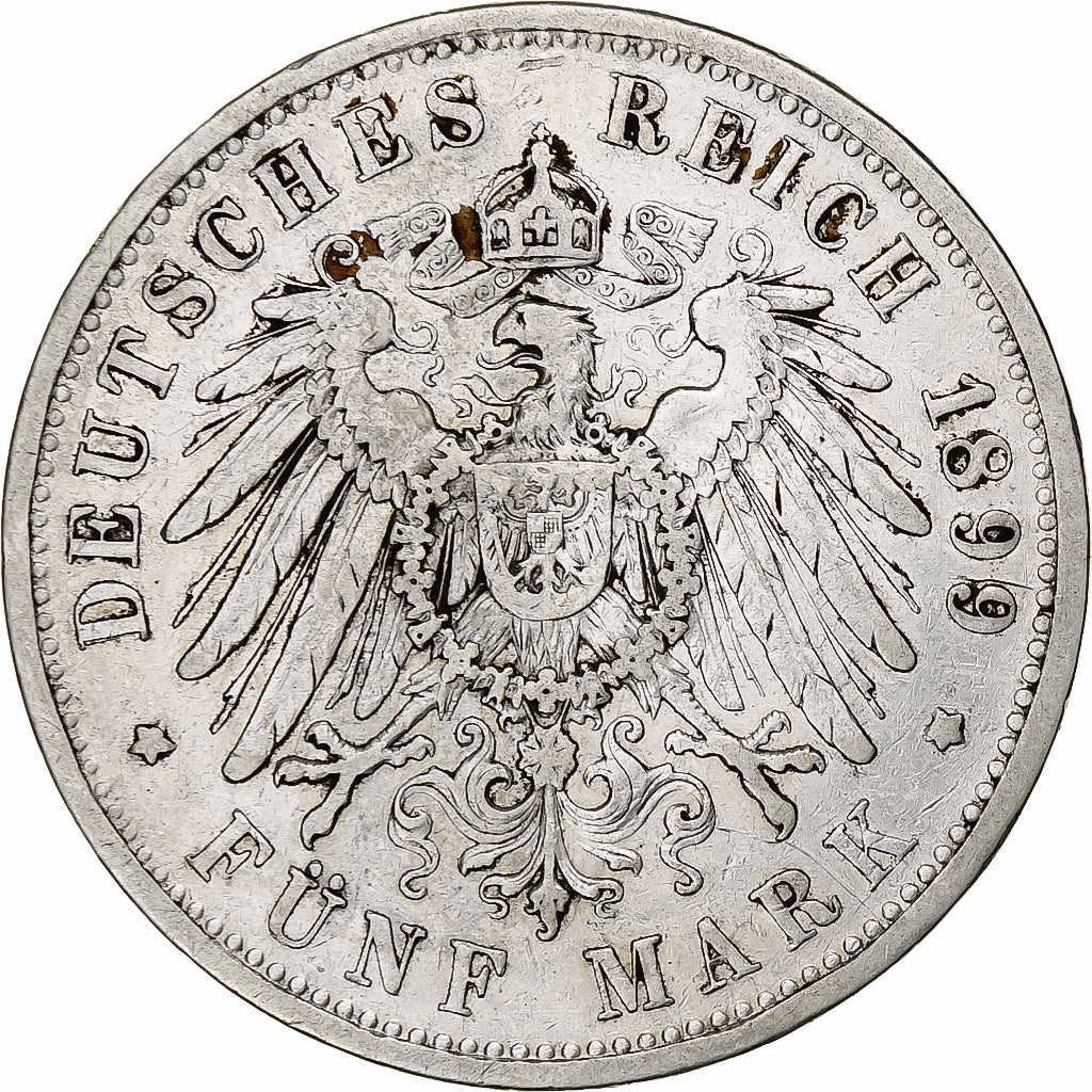 Kingdom of Prussia, Wilhelm II, 5 Mark, 1899, Berlin, Silver, EF(40-45), KM:523