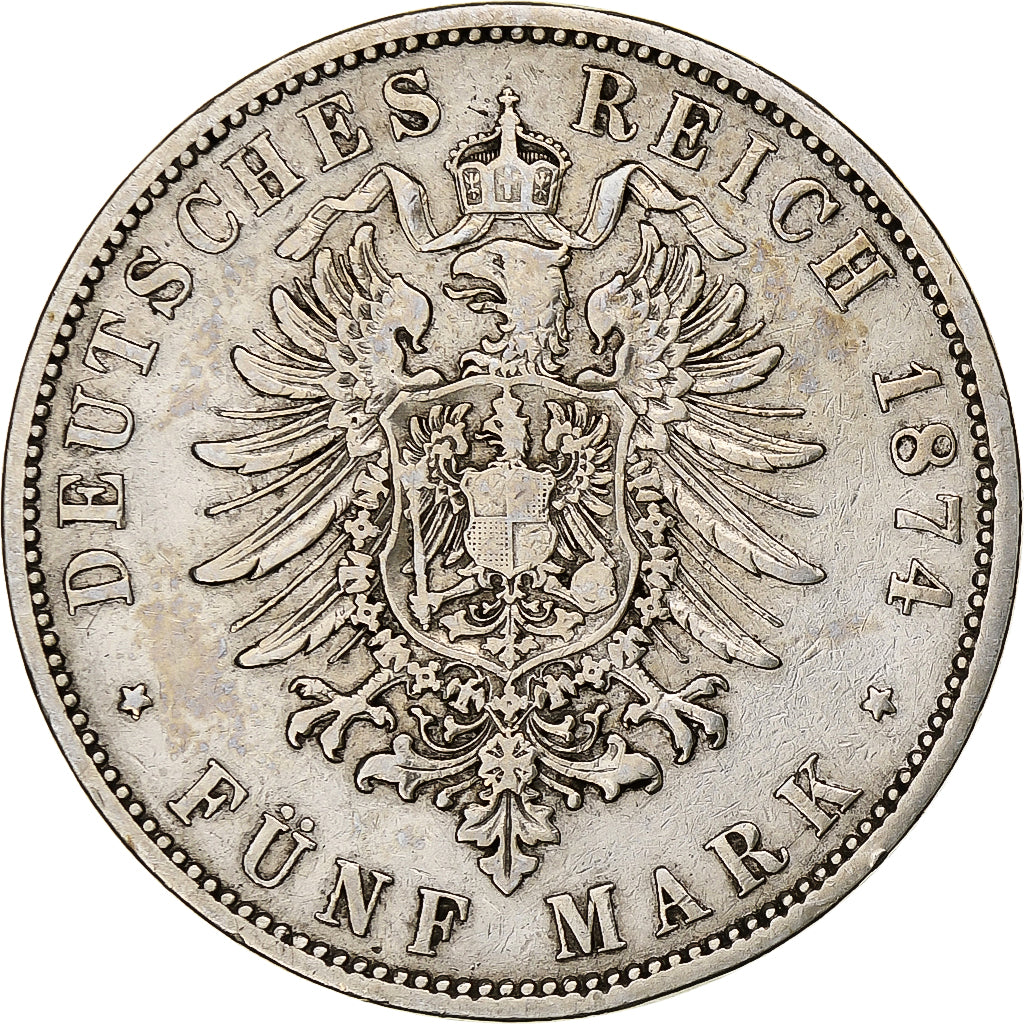 Kingdom of Prussia, Wilhelm I, 5 Mark, 1874, Berlin, Silver, VF(30-35), KM:503