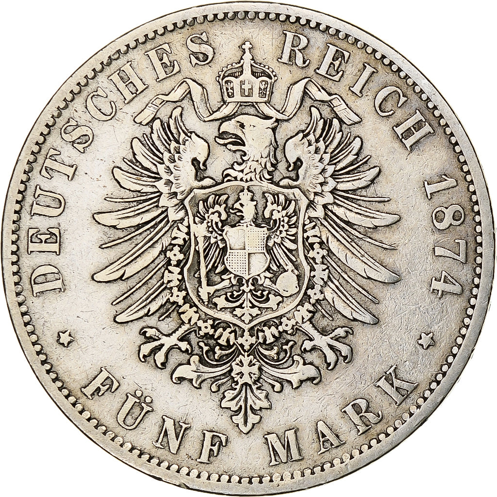 Kingdom of Prussia, Wilhelm I, 5 Mark, 1874, Berlin, Silver, VF(30-35), KM:503