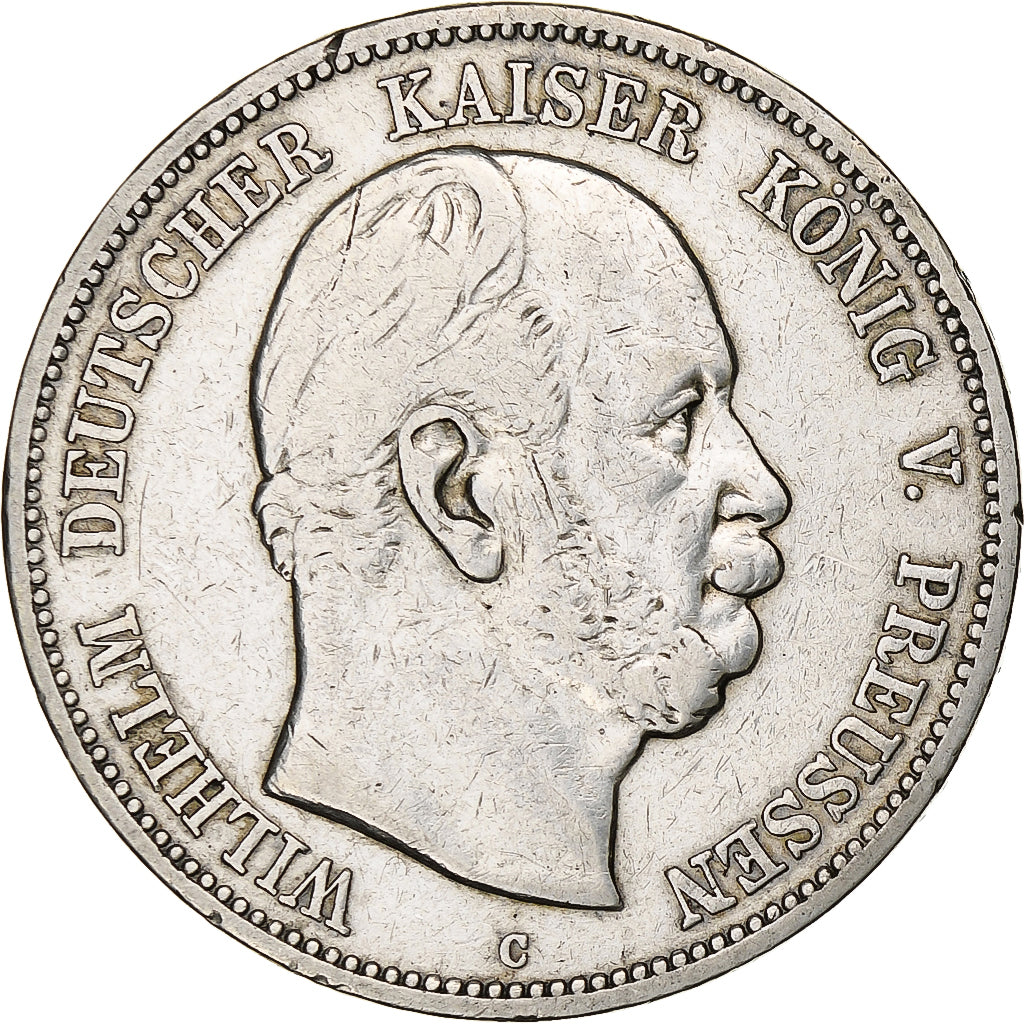 Kingdom of Prussia, Wilhelm I, 5 Mark, 1876, Frankfurt, Silver, VF(30-35)