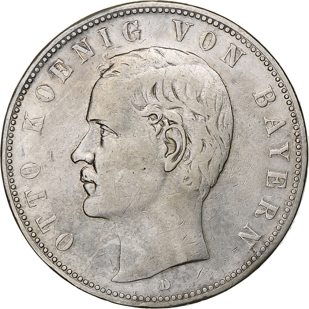 Duitsland, Kingdom of Bavaria, Otto, 5 Mark, 1902, Munich, Zilver, ZF, KM:915