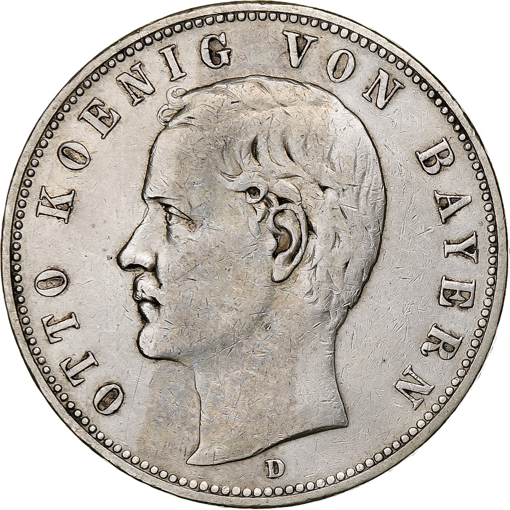 Germania, Kingdom of Bavaria, Otto, 5 Mark, 1907, Munich, Argento, BB, KM:915