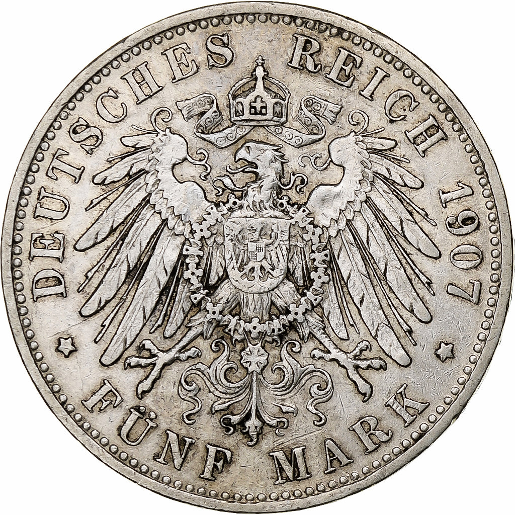 Germania, Kingdom of Bavaria, Otto, 5 Mark, 1907, Munich, Argento, BB, KM:915