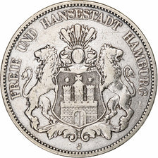 Niemcy, City of Hamburg, 5 Mark, 1876, Hamburg, Srebro, EF(40-45), KM:598
