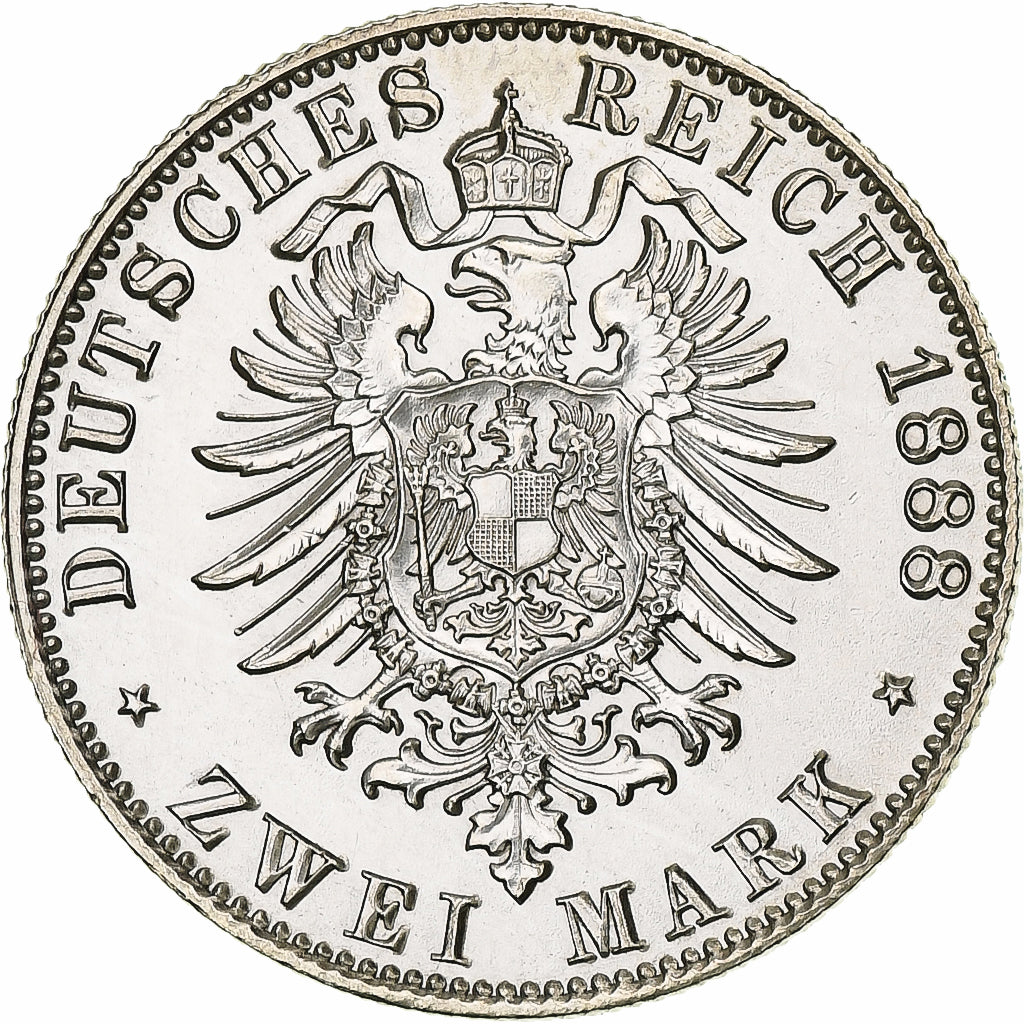 Kingdom of Prussia, Friedrich III, 2 Mark, 1888, Berlin, Silver, AU(55-58)