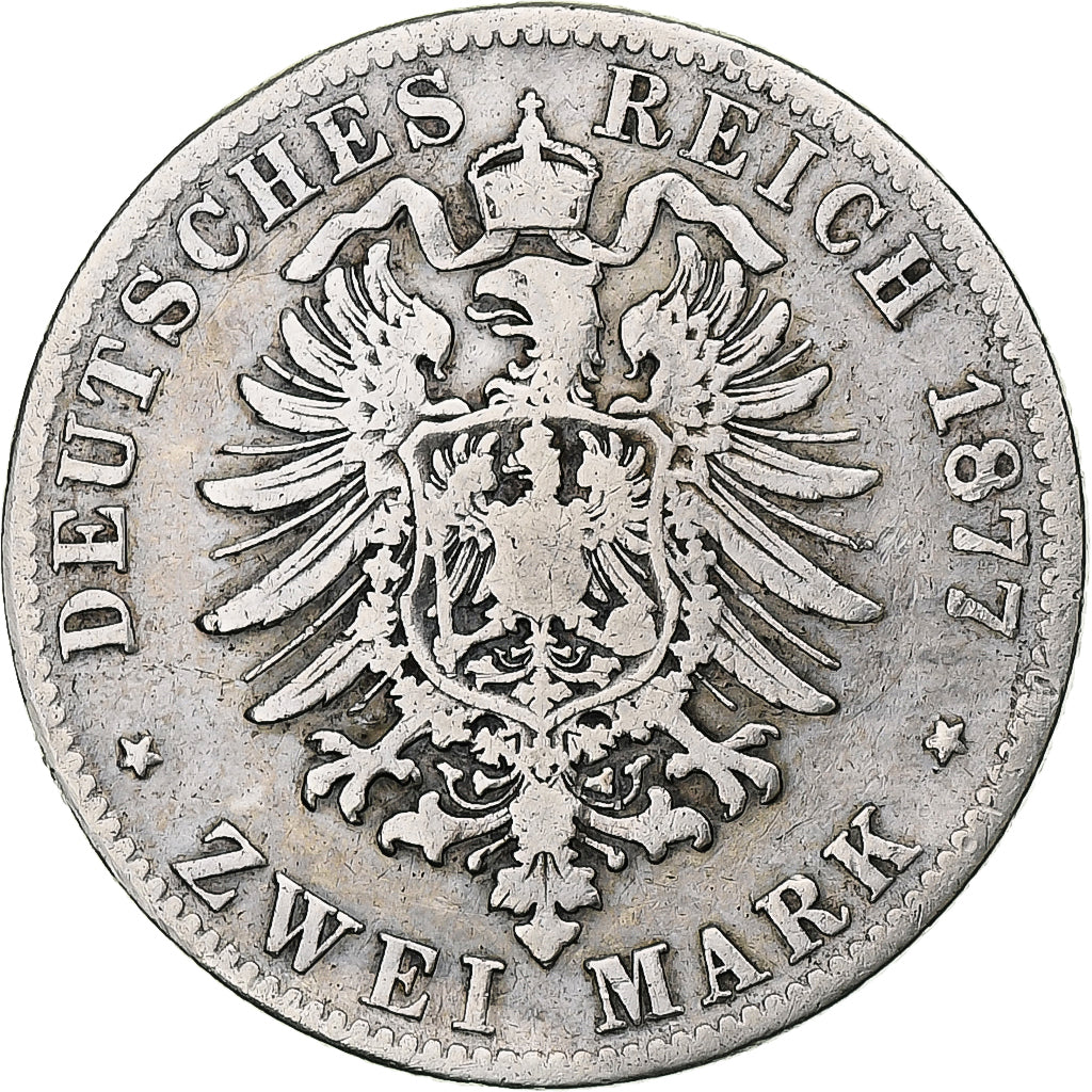 Germany, Kingdom of Württemberg, Karl I, 2 Mark, 1877, Stuttgart, Silver
