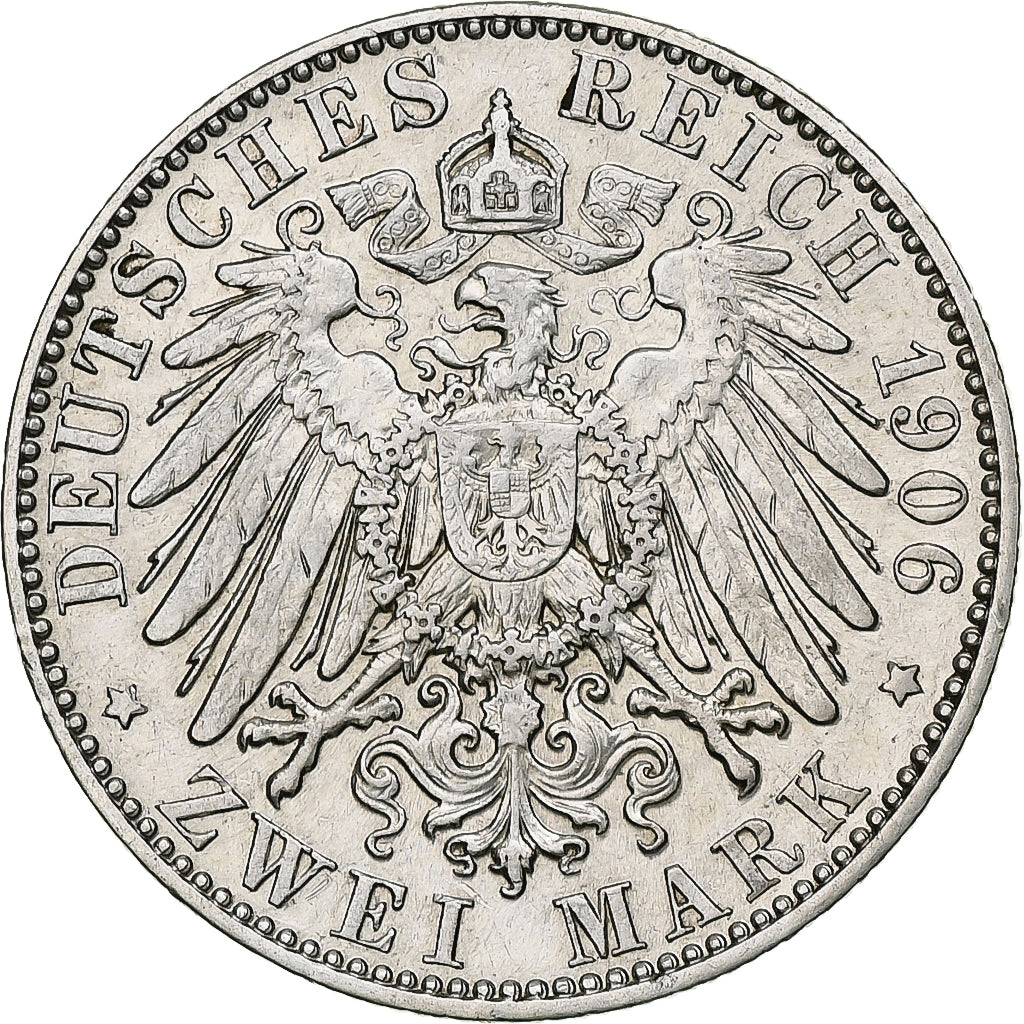 Allemagne, Kingdom of Saxony, Friedrich August III, 2 Mark, 1906, Muldenhütten