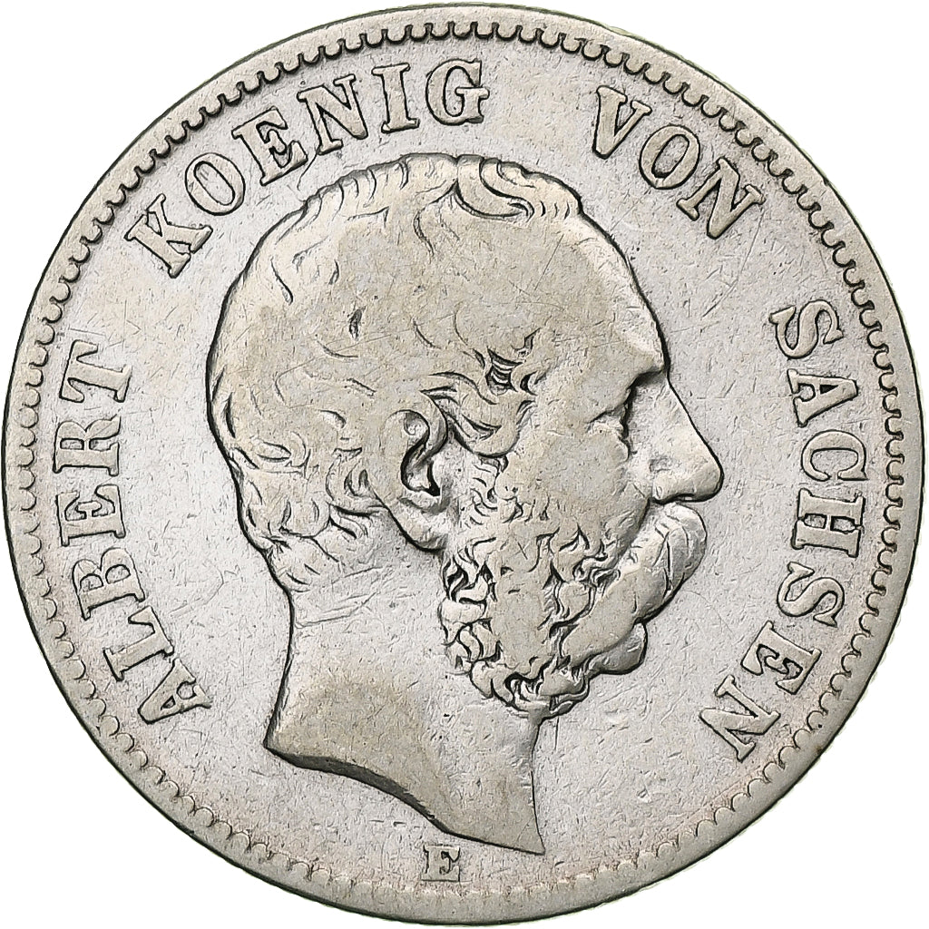 Allemagne, Kingdom of Saxony, Albrecht I, 2 Mark, 1877, Muldenhütten, Argent