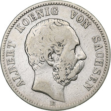 Allemagne, Kingdom of Saxony, Albrecht I, 2 Mark, 1877, Muldenhütten, Argent
