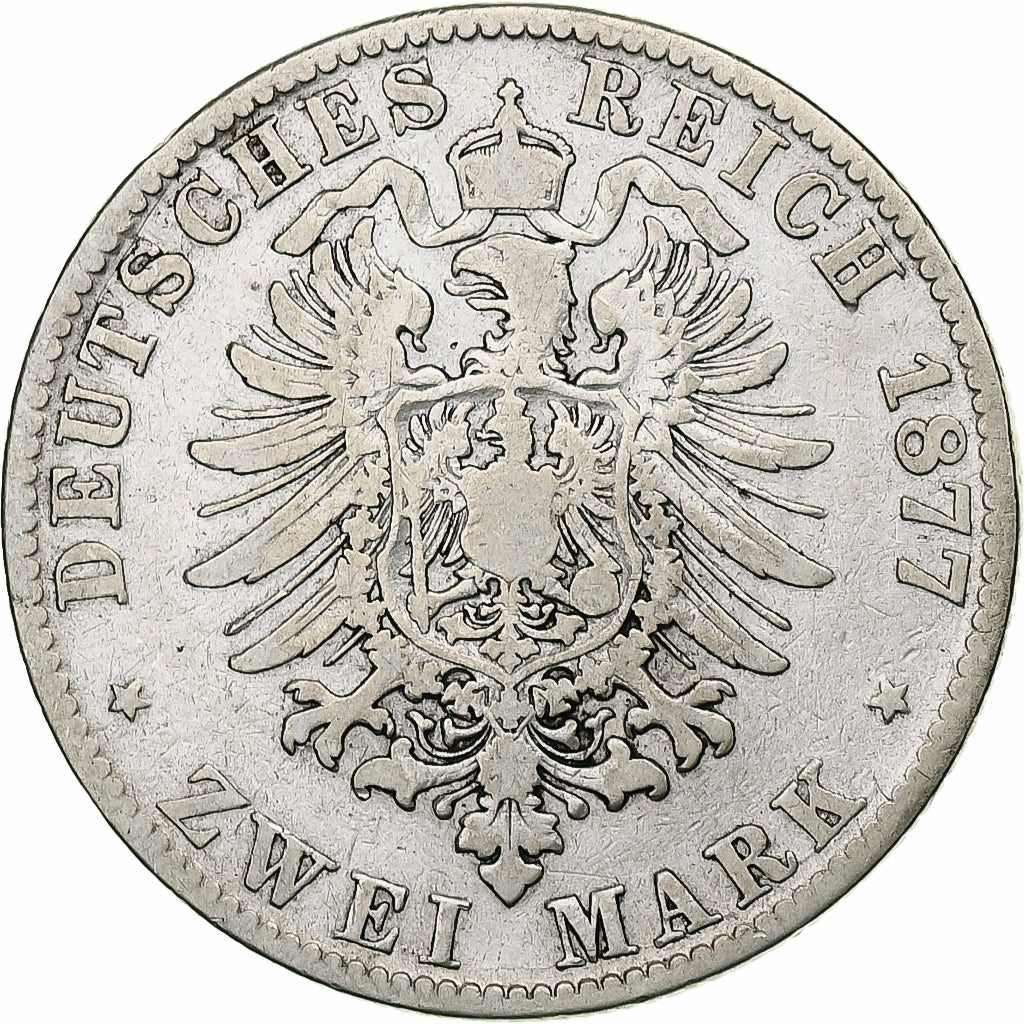 Allemagne, Kingdom of Saxony, Albrecht I, 2 Mark, 1877, Muldenhütten, Argent