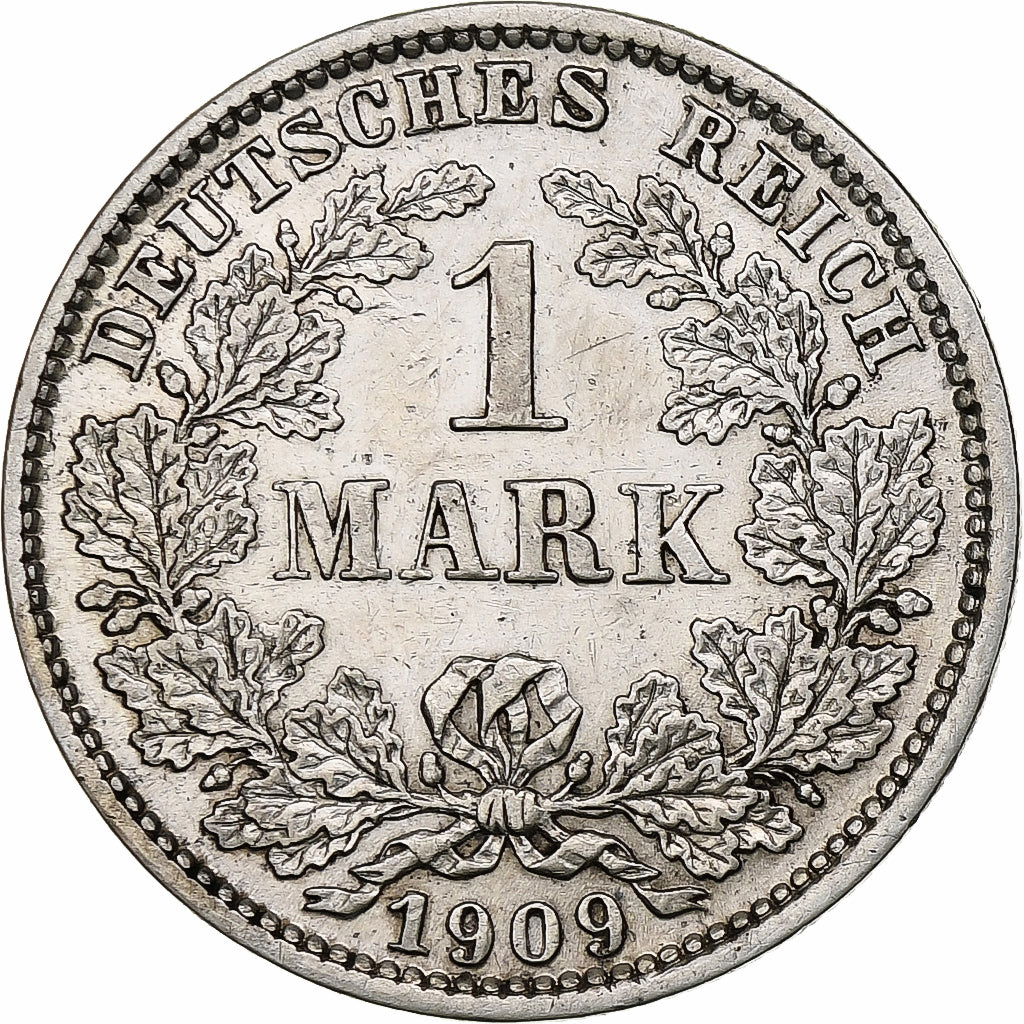 Germany, Wilhelm II, Mark, 1909, Muldenhütten, Silver, AU(55-58), KM:14